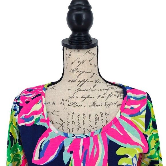 Lilly Pulitzer NWOT Kenzie Dress Resort Navy Travelers Palm Small - Picture 6 of 9